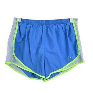 Womens Nike Dri Fit Blue & Neon Green Trim Running Shorts 3.5" Inseam Size M